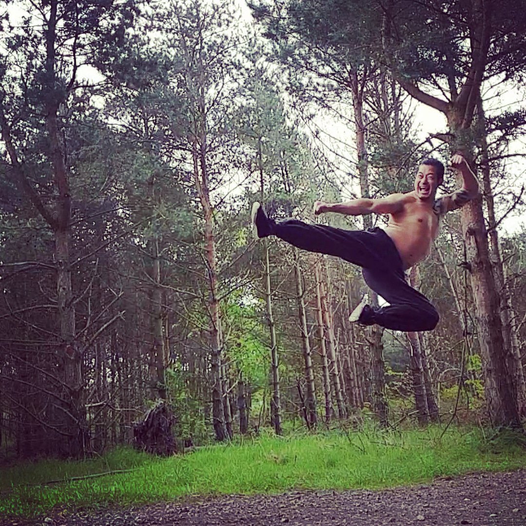 mickythedragon's tweet image. Dragons are flying creatures 🐲🐉 #iknowkungfu #flyingkick #mickythedragon #brucelee