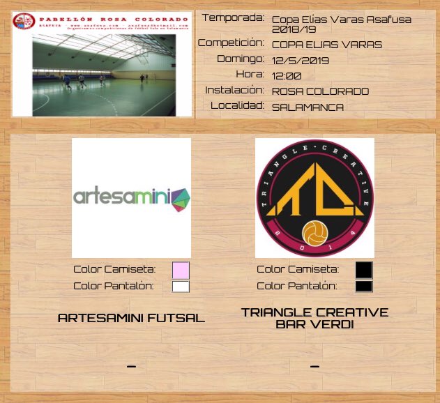 Artesamini_fs's tweet photo. Menos de 24 horas para el que esperemos sea el segundo partido más importante del año😉.
Semifinales de copa @EliasVaras_ @Asafusa.

⚽️@Artesamini_fs vs Triangle Creative Bar verdi.
🥅Pabellon Rosa Colorado (sindical)
📅12/05/2019
⏰12:00
#copa #futsal https://t.co/WC2DAHL7w7