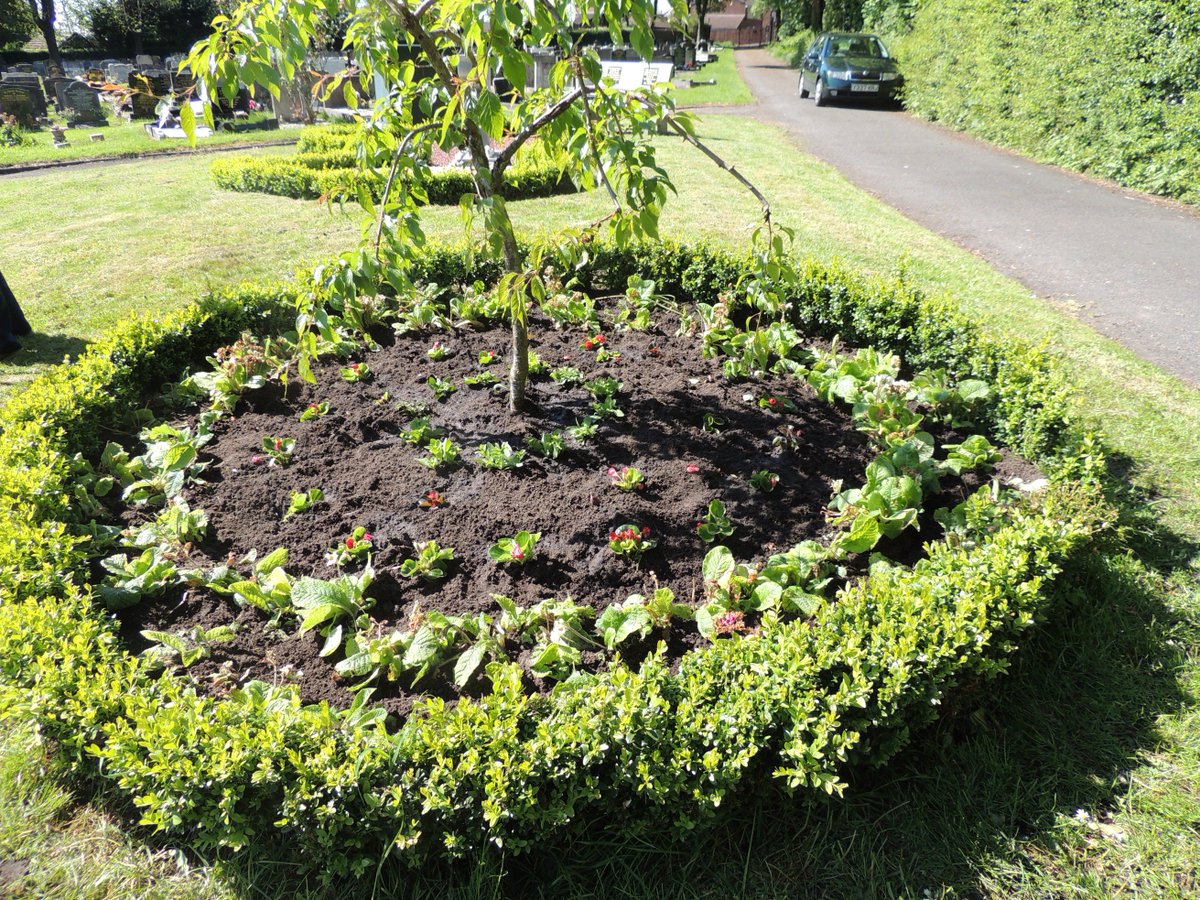 FriendsofFOPCC's tweet image. Another lovely afternoon for FOPCC today.  We've worked on the Babies Memorial Garden and cut the grass, weeded and planted summer bedding plants.  Don't we look posh in our new uniforms?