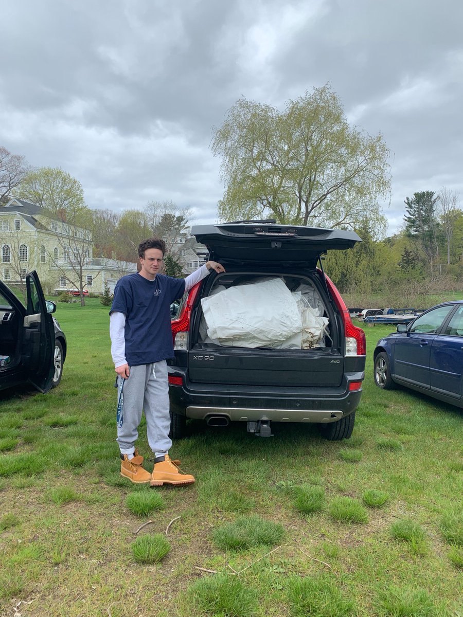Junior Instructor <a href="/AldenIrose/">Alden Irose</a> helping out at MSA BOD Work Day. Getting yard and fleet ready for #LearntoSailLovetoSail summer of #sailing 2019. Boat wrap  collected for drop off at Crockers Boat Yard for #recycling ⚓️⛵️ ♻️🌊