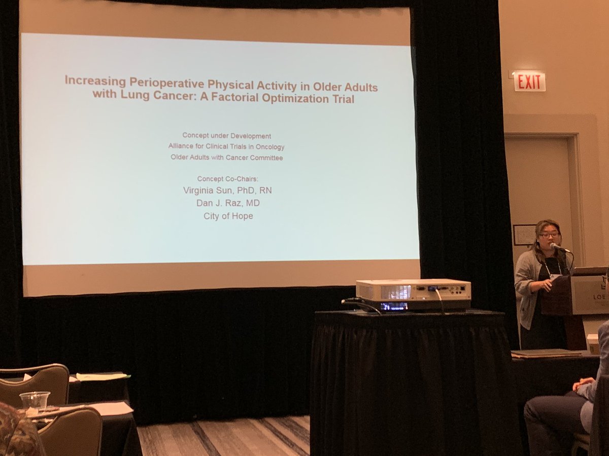 samirambrale's tweet photo. @VirginiaSunPhD presenting study to increase physical activity in older adults with lung cancer @cityofhope #AllianceSpring19 https://t.co/Bij9BsgFQH