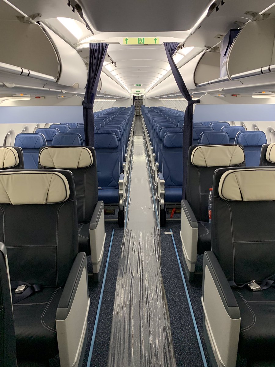 HowardLiebman's tweet photo. Thank you @airtransat for the sneak peak aboard the 1st of 15 stunning new @Airbus #A321neoLR #airplanes ✈️👌🙏 #aviation #airlines #travel #avgeek #yul #VacationIsCalling https://t.co/IiW3eOt6TR