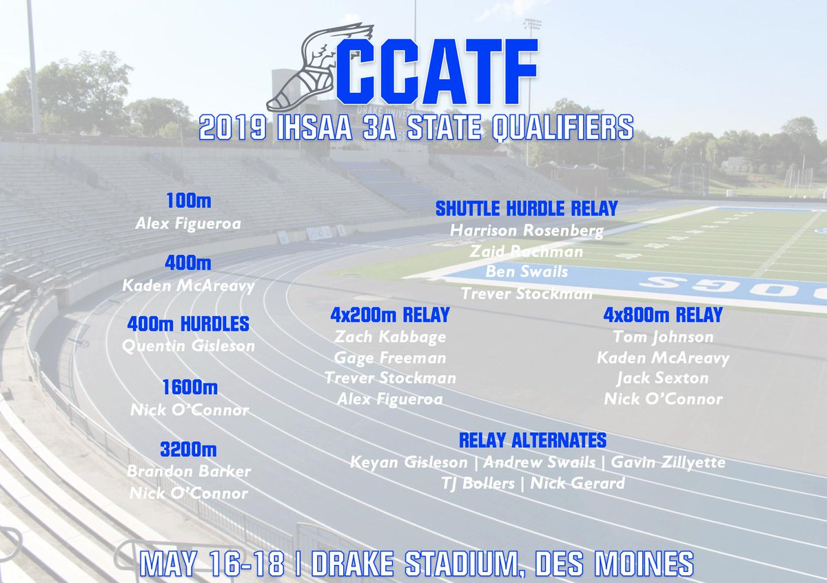 The <a href="/IHSAA/">IHSAA</a> has posted Tentative State Qualifier Lists, and #CCATF has added 3 to our 6 Autos from last night!