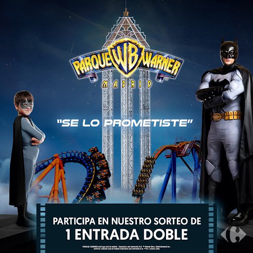 CarrefourES's tweet photo. 📢 ¿Quieres conseguir 1 entrada doble para @ParqueWarner? 👉 ¡Pues participar en nuestro concurso! 👇

✔ Síguenos y haz RT 🔁
✔ Menciona a quién te llevarías a @ParqueWarner con el #AlaWarnerconCRF 
 ✔ ¡Suerte!

Bases legales >> https://t.co/CtNNXpfDj6 https://t.co/hsXrEKy0YU