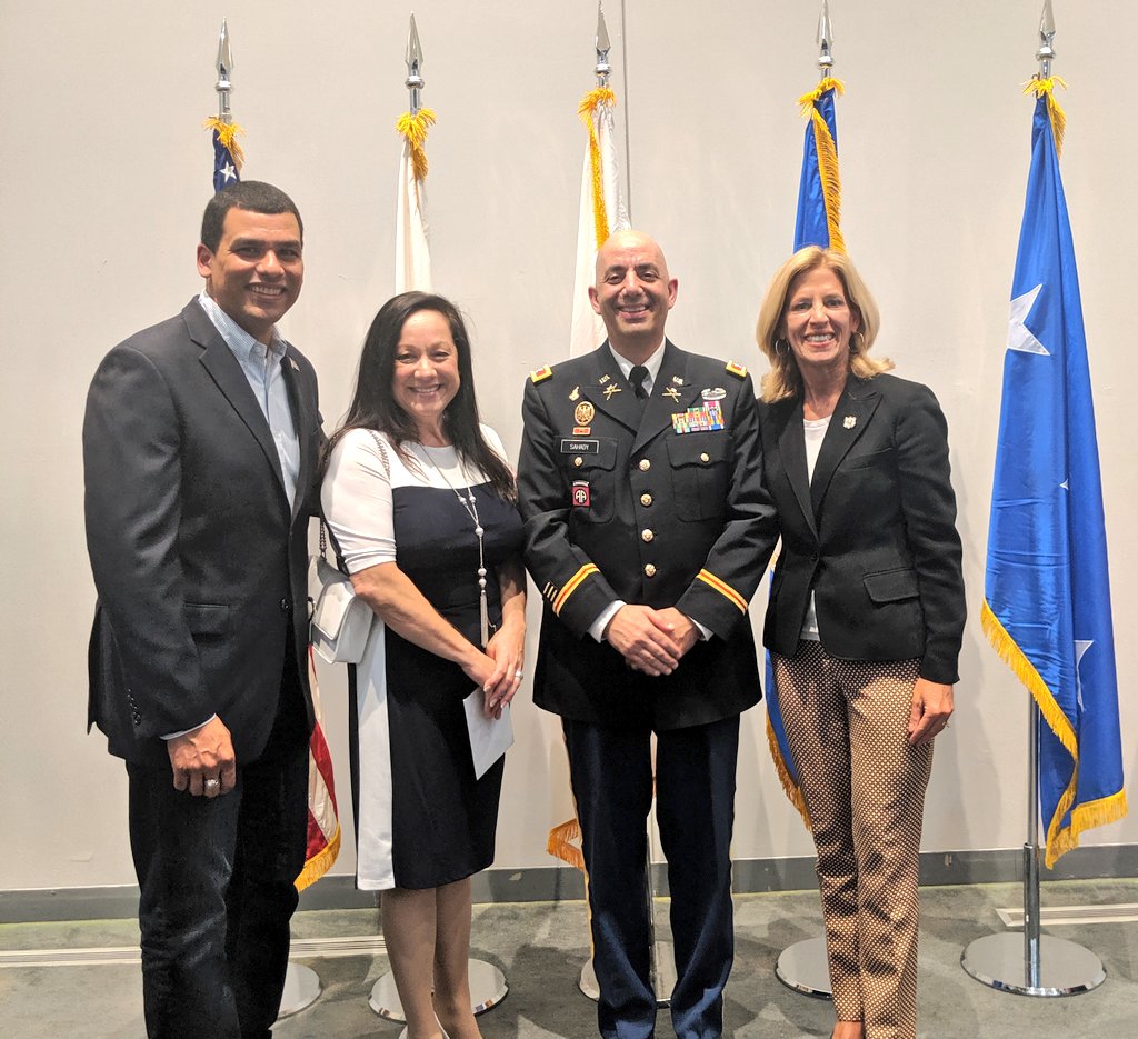 Urena's tweet photo. Promotion Ceremonies are a time honored tradition celebrating achievements and greater responsibility. Today in #FallRiver I was honored to join @JamesSahady along with friends and family for his promotion. Congratulations Colonel! 🦅🇺🇲 https://t.co/NFa9ssKS6F
