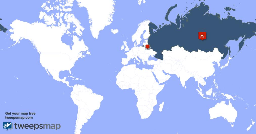My followers live in Russia (78%), Belarus(22%)... Get your map: tweepsmap.com/!footbolnye