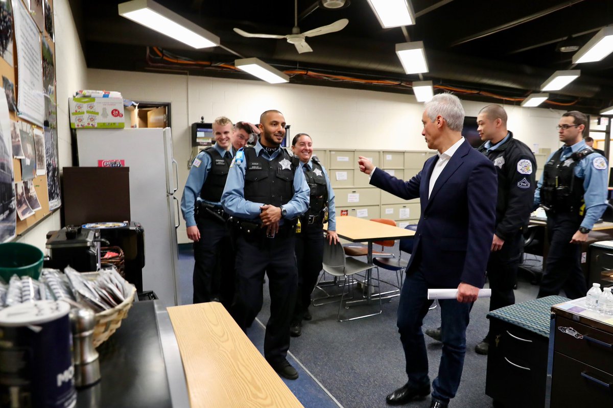 MayorRahm's tweet photo. Kicked off this Saturday morning with community members, Aldermen &amp; @ChicagoCAPS24 to announce that 198 new police officers are being deployed in communities across Chicago, with more than two-thirds being assigned to districts in South &amp; West side neighborhoods. #BeTheChangeCPD https://t.co/oFS0zxec0v