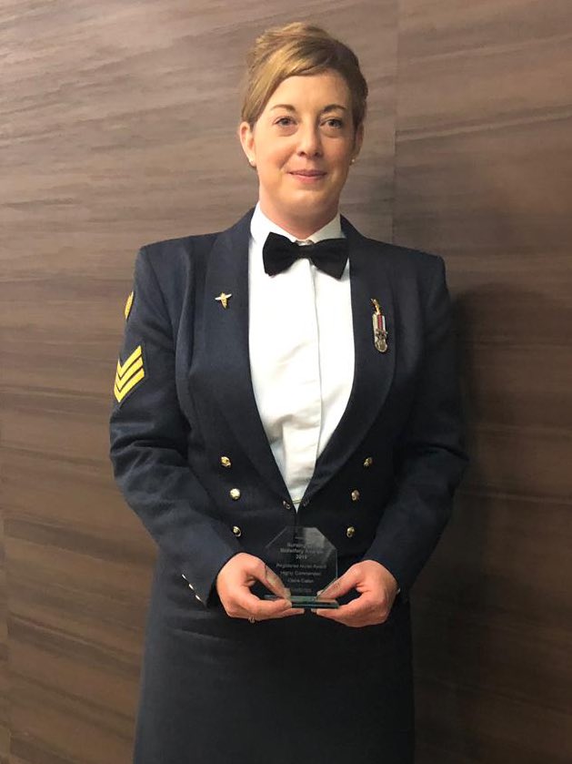 Congratulations to Sgt Claire Caton who was a finalist in the Portsmouth  Hospital NHS Trust Nursing and Midwifery Awards in the Registered Nurse  Award category for her excellent Leadersip..well done Claire #proudPM