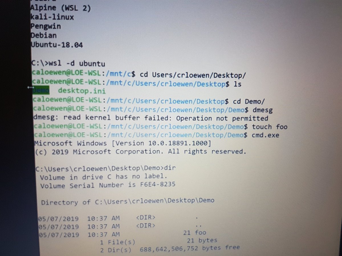 MatthewCobley's tweet image. cmd.exe running in Ubuntu, running on #WindowsSubsystemForLinux2, running on Windows. Witchcraft!
#wsl2
#MSbuild2019