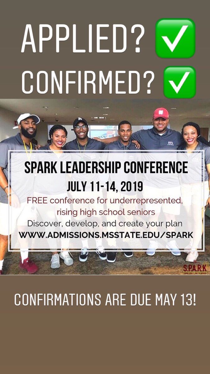 SPARK_msstate's tweet photo. Have you applied? Submitted your confirmation? Confirmations are due May 13. Applications will close on May 15. https://t.co/Nvinj0GyUs