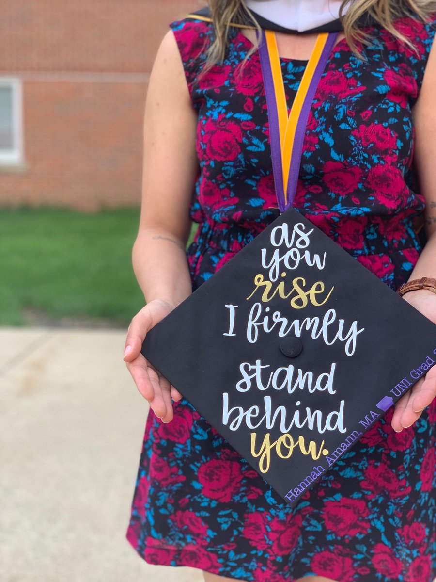 hannah_shuler's tweet photo. Proud, newest @UNI_Alumni ! 
Students, peers, &amp; colleagues... as you rise, I firmly stand behind you. 💛💜 #CheerYouOntoVictory #PurpleForLife #ClassOf2019 https://t.co/qGX2zRxrOV