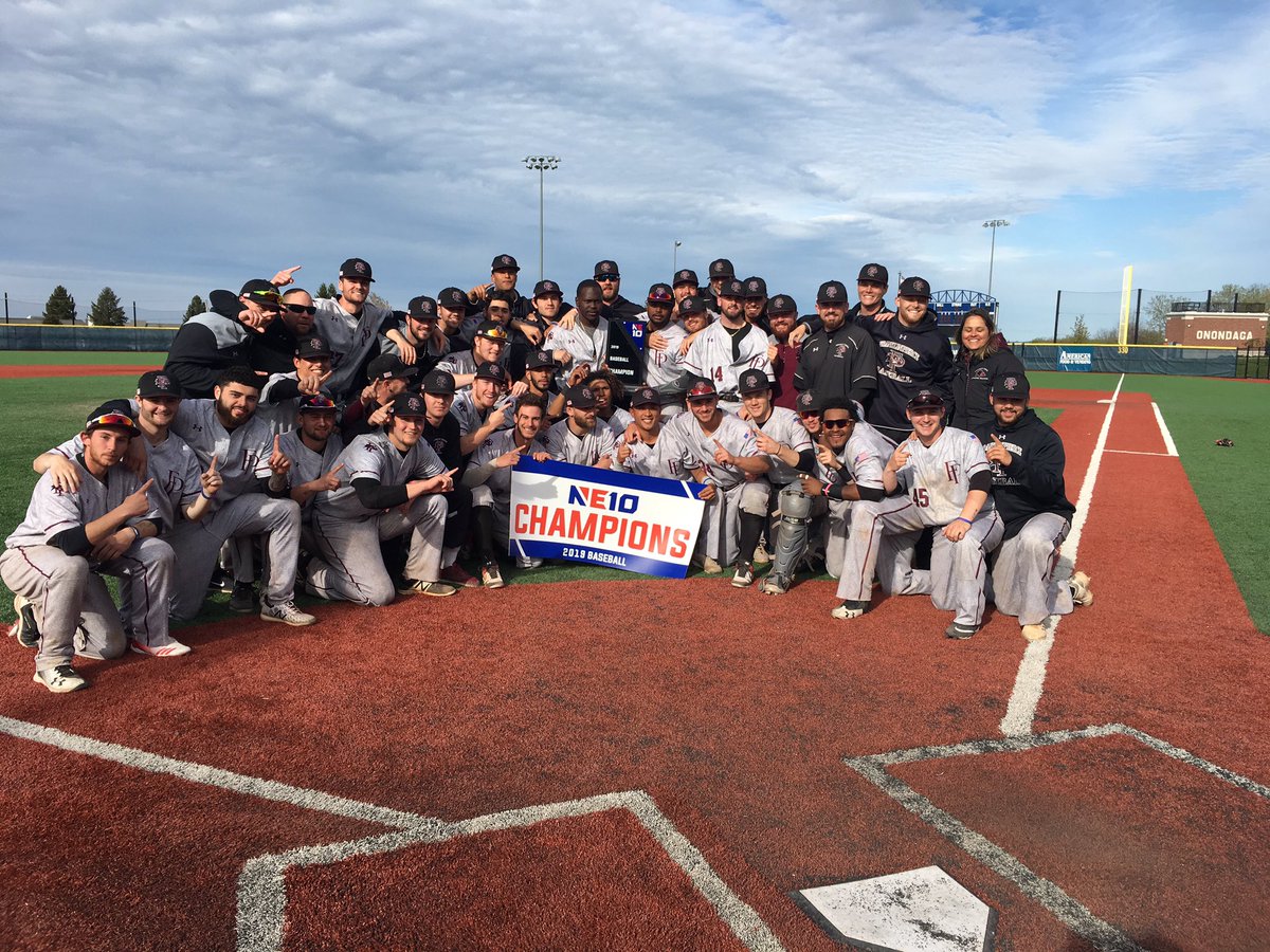 RAVENS FLYING HIGH! 

It was NOT an easy road for <a href="/FPUathletics/">Franklin Pierce Ravens</a>, but they pulled it out with two wins today and an NE10 ⚾️ Championship! 🏆 

#NE10EMBRACE