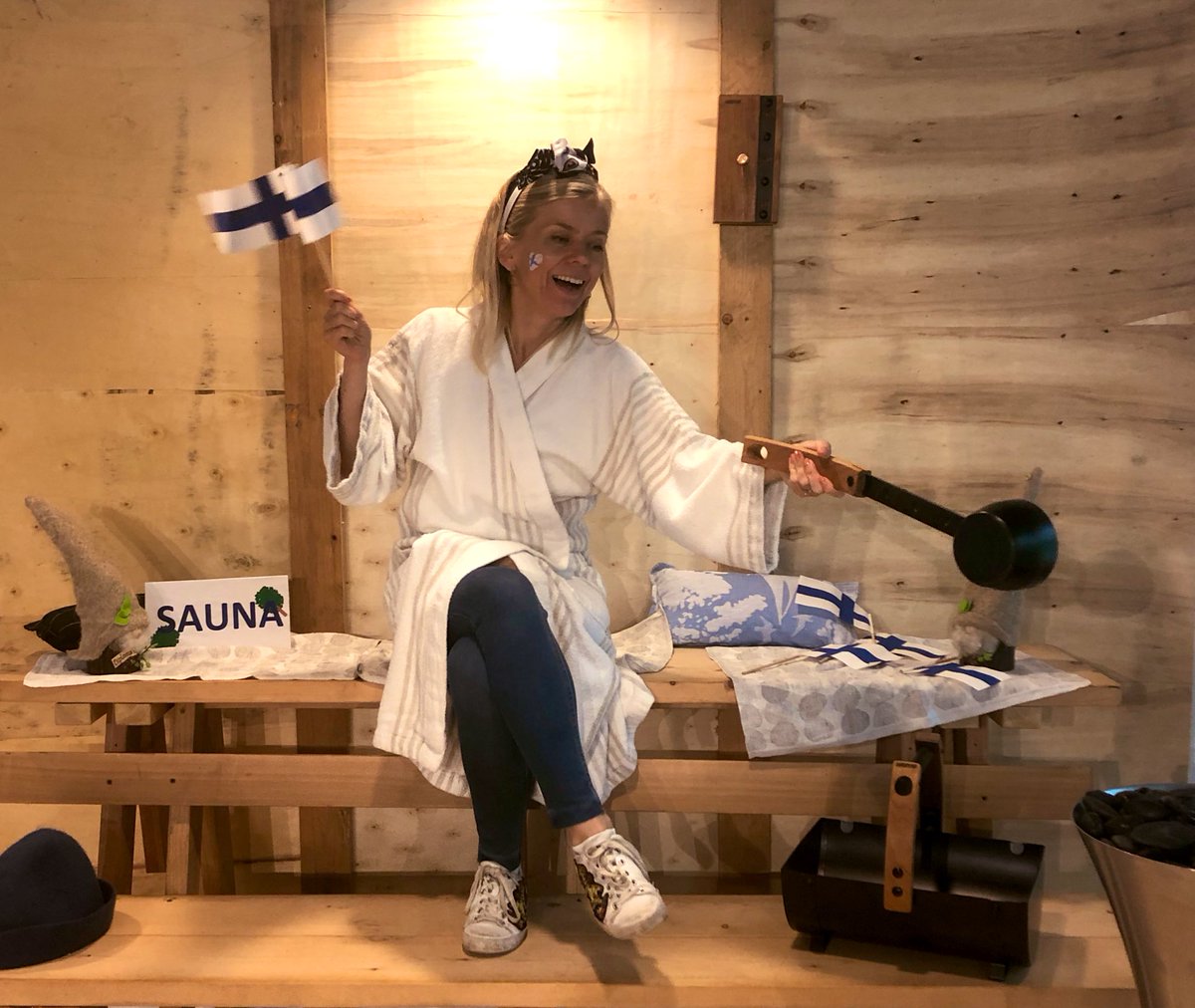 My favorite part of the #EUOpenHouse event at our Embassy: the selfie #sauna. #diplomaticsaunasociety