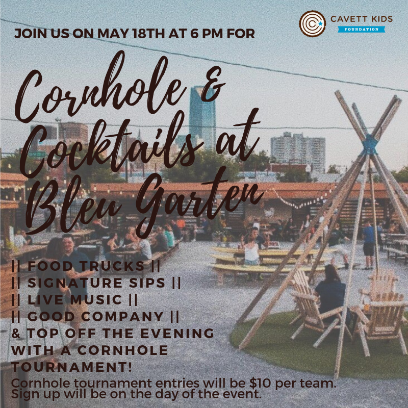 CavettKids's tweet photo. ONE WEEK until Cornhole & Cocktails at Bleu Garten! We can't wait to enjoy a fun, warm evening listening to great music, having delicious food and drinks, and hanging out with our AMAZING Cavett Kids family!!! #cavettkids #cornholeandcocktails #bleugarten https://t.co/TmThm5FfOm