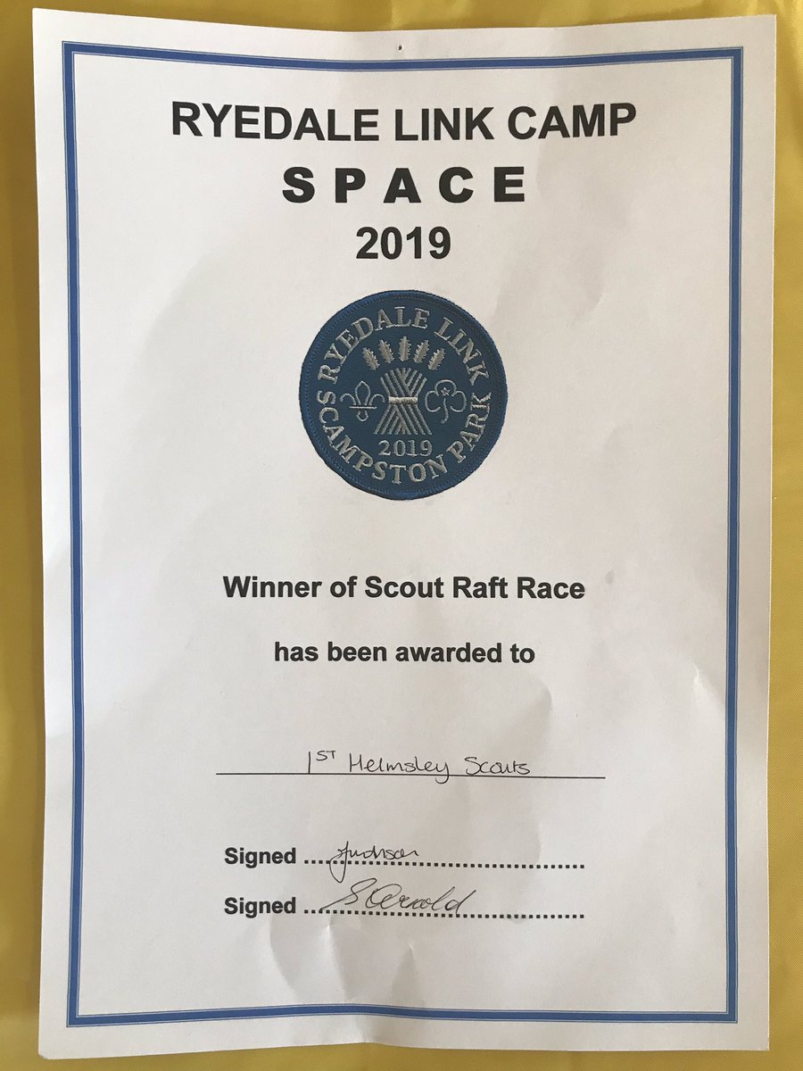 1stHelmsley's tweet photo. Well done to our Scouts for winning the Scout Raft Race at Link Camp.
#skillsforlife #scouts #raftracing #linkcamp #winners https://t.co/Jek6kghfGk