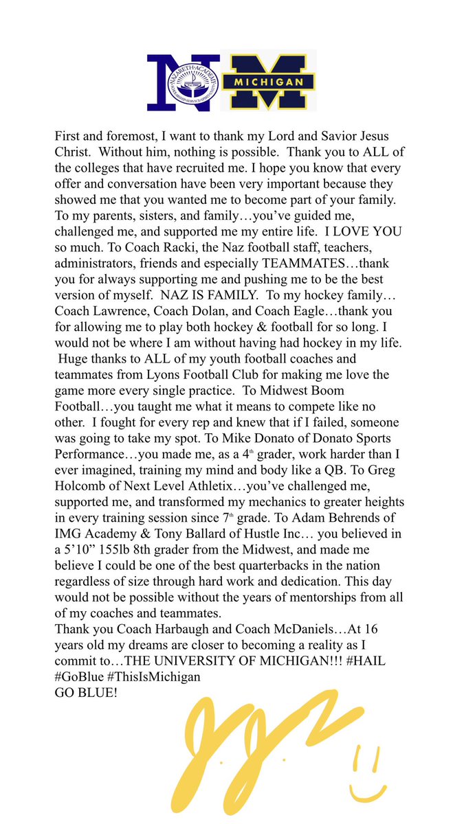 jjmccarthy09's tweet image. C O M M I T T E D to...

The University of Michigan!!!〽️

Go Blue!!〽️〽️〽️