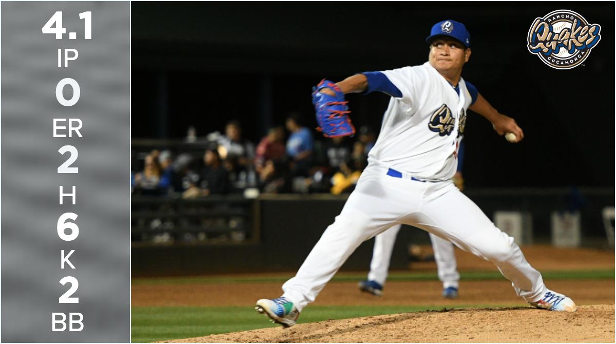 Víctor González, entonces pitcher de los Earthquakes de Rancho Cucamonga, filial de los Dodgers de Los Ángeles