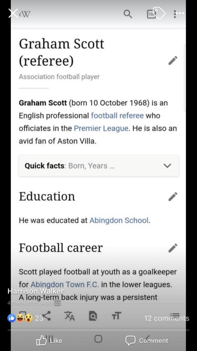 PGM0L's tweet photo. Good to see Graham has had chance to update his wiki after yesterday’s MOTM performance #AVLWBA https://t.co/fYvnHLHj7G