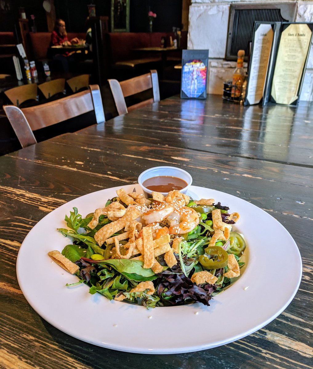 Overheard at a table: "I love shrimps. Every bite is a complete life." #shrimp #salad #seafood #mkefoodie