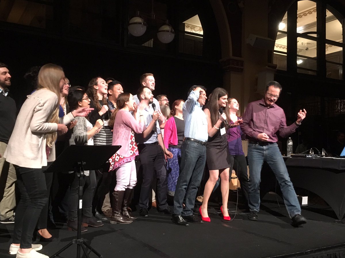noelresearchlab's tweet photo. The #weinstein2019 choir belting out a bit of Bohemian Rhapsody at the closing dinner. What a meeting! https://t.co/AraYkAzYbv