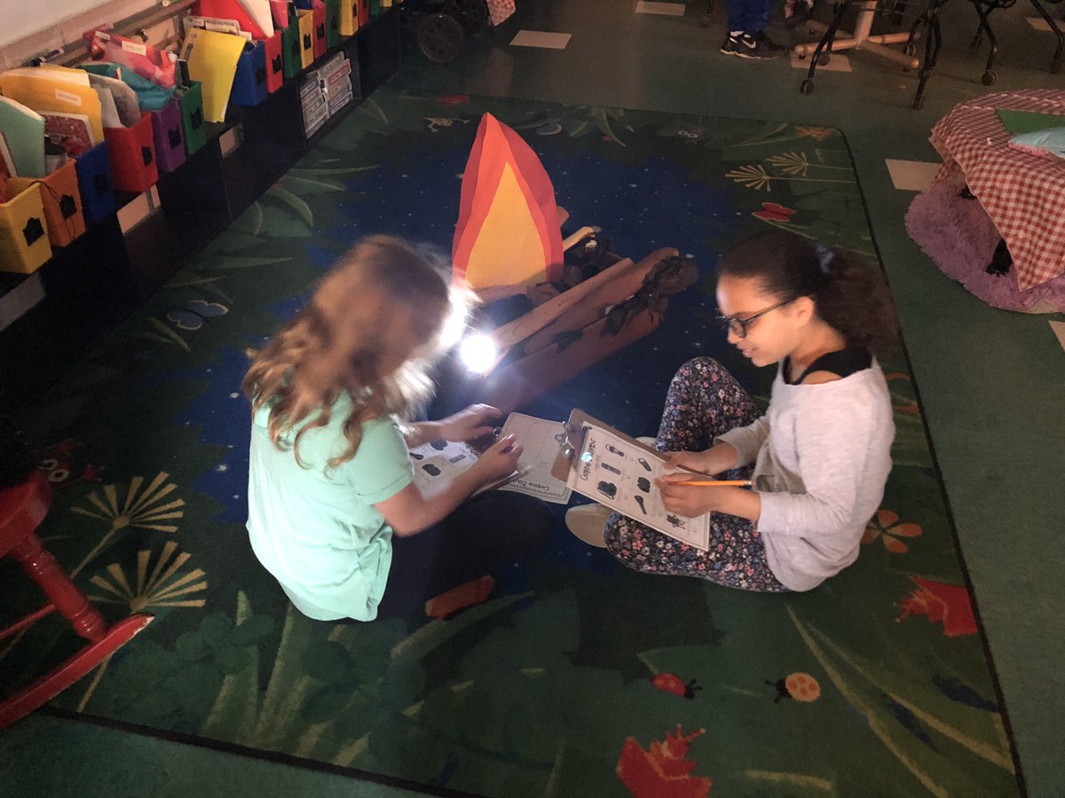 Kristinbarth5's tweet photo. Reading with flashlights was fun during camping week #TeamMillridge https://t.co/Vzx92Rjix8