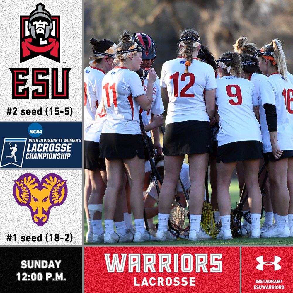 WLAX: A spot in the <a href="/NCAADII/">NCAA Division II</a> Final Four is on the line Sunday, as ESU battles West Chester in the 2019 Atlantic Region title game! The winner moves on to the national championship site in Michigan next weekend. #WhereWarriorsBelong

Preview: esuwarriors.com/news/2019/5/11…