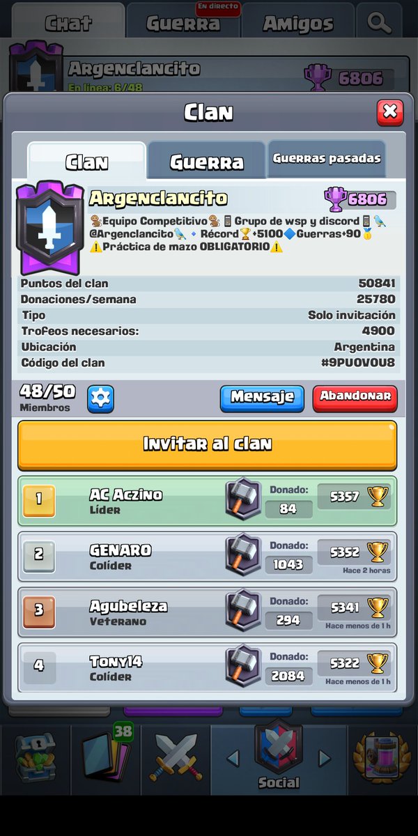 Arrancamos con todo la temporada, que estás esperando? Sumate a nuestra familia. Clan activo y con gran clima.
Requisitos en la descripción
Cualquier duda al MD
<a href="/jajajajajajaCR/">Bgama🏆</a> 
@DarkfightGT_ 
<a href="/Promotions_MDL/">Mᴀ́ϙᴜɪɴᴀ ᴅᴇ Lᴇᴄʜᴇ💦👅</a> 
Se agradece Rts