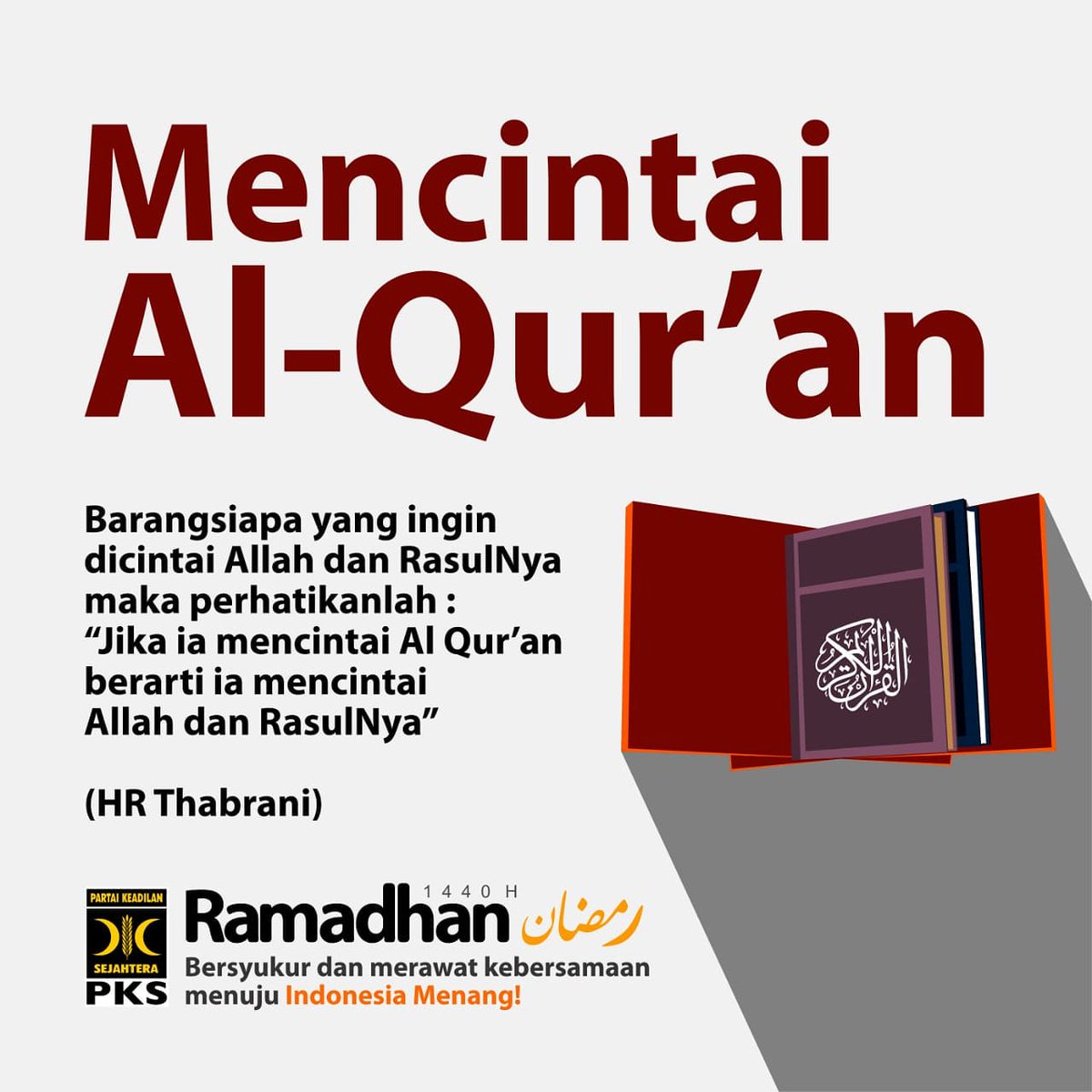PKS_KBB's tweet image. Yuk! Cintai Al-Qur'an ❤️
Belajar, mengajarkan, dan perbanyak tilawah Al-Qur'an 😊
.
.
.
.
.
.
. 
RAMADHAN 1440 H
Bersyukur dan merawat kebersamaan menuju Indonesia menang 🇮🇩
.
#RamadhanMunajatkanKemenangan #Ramadhan1440H #harike7 #PKS #PKSKBB