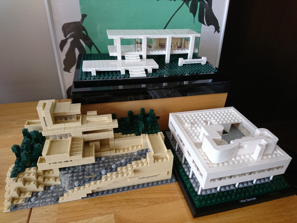 Ken48 Sur Twitter 以前に作った落水荘も一緒に これで近代建築三大巨匠 フランク ロイド ライト ミース ファン デル ローエ ル コルビュジエ の代表作品 落水荘 ファンズワース邸 サヴォア邸 が揃いました Lego レゴアーキテクチャー