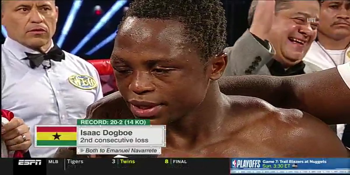 ik_ofori's tweet photo. BOUT ENDS: Isaac Dogbe did all he could but Emanuel Navarrete was having none of it. Withstanding those those power 👊 of Navarrete means Dogbe is more than a WARRIOR. REFLECT on the last 2 bouts, TEAM DOGBE and get us a new world title. #NEHO #DOGBE #NavarreteDogboe2 https://t.co/Gk9WEEuDNK