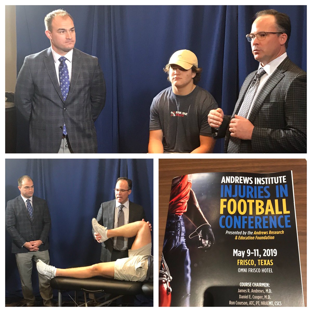 Drs. @BentonEmblom &amp; Christopher Redman conducted  a live spine/core exam at the 2019 <a href="/AndrewsInst/">Andrews Institute</a> Injuries in Football Conference. #2019IIF #ContinuingMedicalEducation <a href="/Andrews_REF/">Andrews Research & Education</a>
