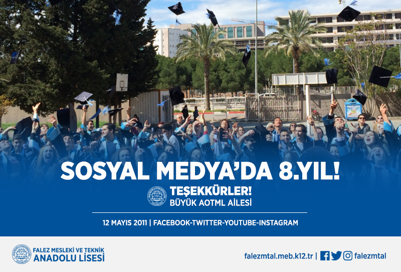 falezmtal's tweet photo. 12 Mayıs 2011'de @kaplandeniz_ tarafından okulumuz adına faaliyete başlayan resmi Sosyal Medya Hesaplarımız 8 yaşında!

Bizimle birlikte olan büyük AOTML Ailesine teşekkür ederiz.
#FalezMTAL #Facebook #Twitter #YouTube #Instagram https://t.co/38pQYCyAYu