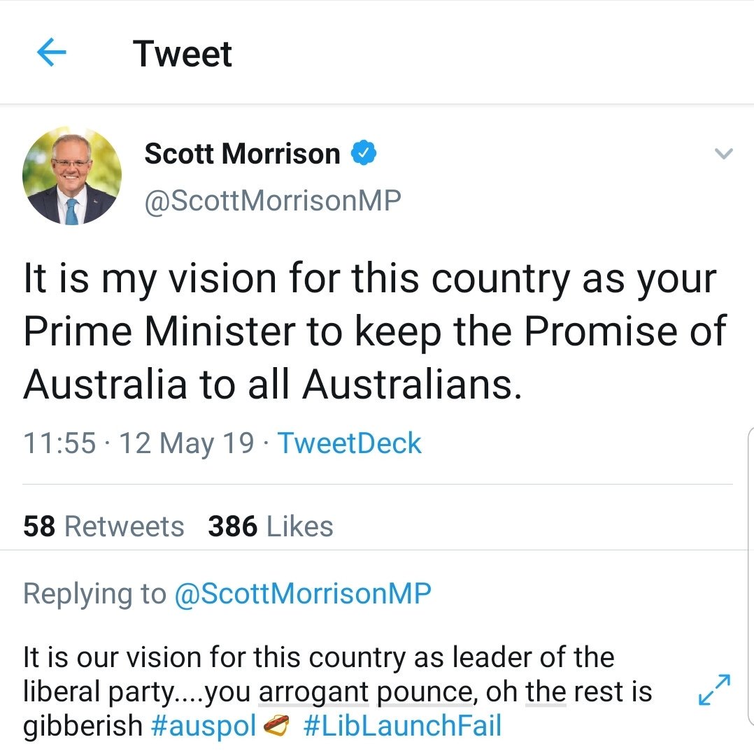 terra155's tweet image. It is our vision for this country as leader of the liberal party....you arrogant pounce, oh the rest is gibberish #auspol #LibLaunchFail