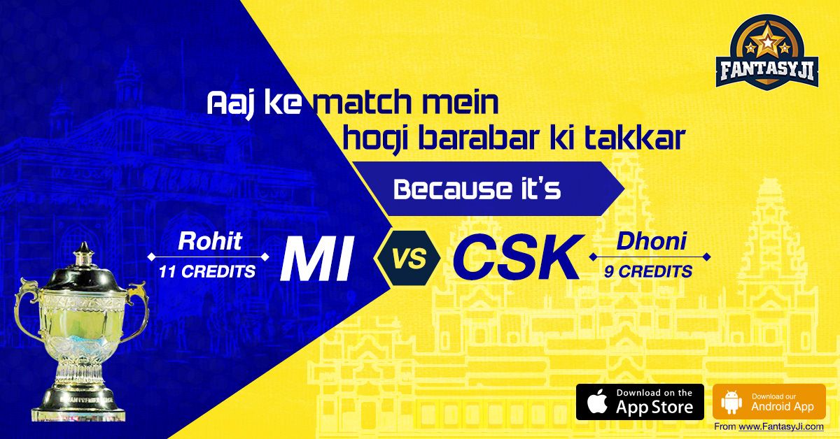 FantasyJi_'s tweet photo. Excited for the Grand Finale? We are too! CSK and MI both have won the IPL title thrice. Who takes home the trophy of IPL 2019? Create your team of 11 players on FantasyJi app. To download the app, visit https://t.co/YREj66ofu4. 
#KheloJi with #FantasyJi https://t.co/LjCi2babo5