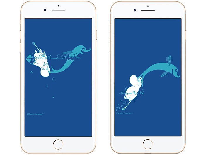 ট ইট র ムーミン公式 この数日は全国的にも気温があがって蒸し暑くなりましたね あー海にいきたい そんな気分はスマホの壁紙 を入れ替えて癒してくださいな 今月の新作壁紙はイルカにつかまるムーミンたち シンプルですが涼やかさを感じます T Co
