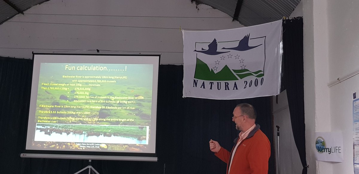 GlengarriffWood's tweet photo. Interesting @kerry_life conference #pearlmussels Pics: trials with log dams, silt fences &amp; reseeding native grasses to reduce impacts of conifer clearfell; vegetation recovery after fencing farm streams; project poster,
Blackwater River: 2.7 million mussels = c300 tonnes biomass! https://t.co/fWq7OW46MP
