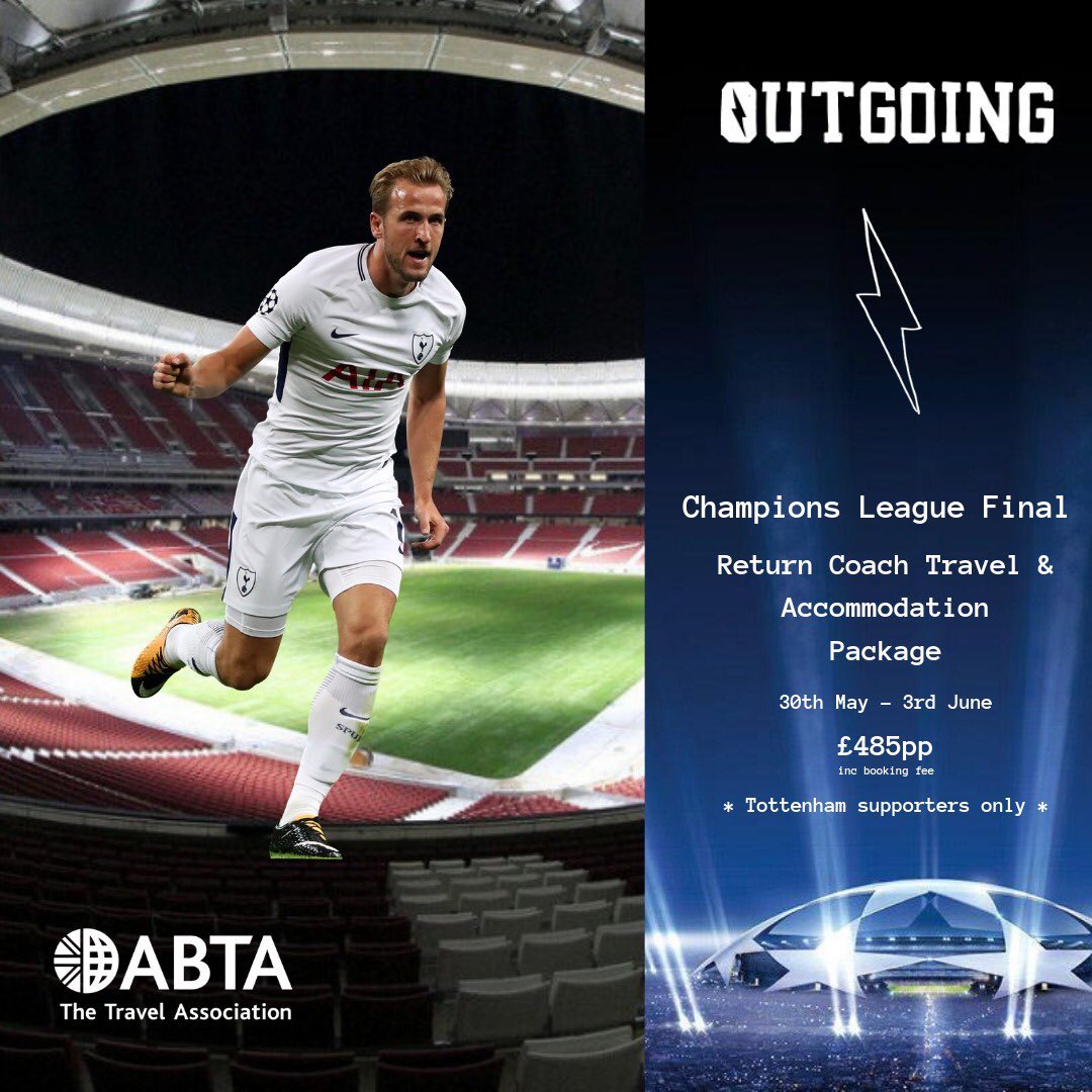 We are offering you a chance to join the thousands of #Spurs fans in Madrid a fan friendly package offering travel and accommodation for the #UCLFinal find out more here outgoing.co.uk/groups/spursma… #COYS #Spurs #THFC