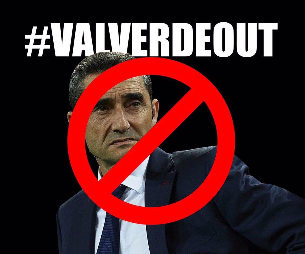 *after anfield Disaster*
bartomeu:let's sell some players and buy a new players and keep valverde,so the fans will forget what happens.
No,We can't forget what happend till U both leave barça,
U r killing us.
#BartomeuDimision 
#ValverdeOut 
#Barca 
#BarcaGetafe 
#BarcaLiverpool
