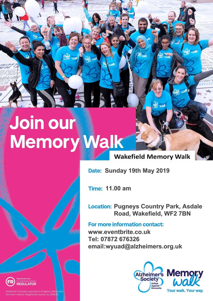 WalkMemory's tweet image. A week today sees the Wakefield Memory Walk at Pugneys Country Park, Wakefield. There is still time to register to to raise awareness and funds for @alzheimerssoc to help those living with dementia #WakefieldMemoryWalk2019 #DAW2019 @YorkshireLegal #CLWay