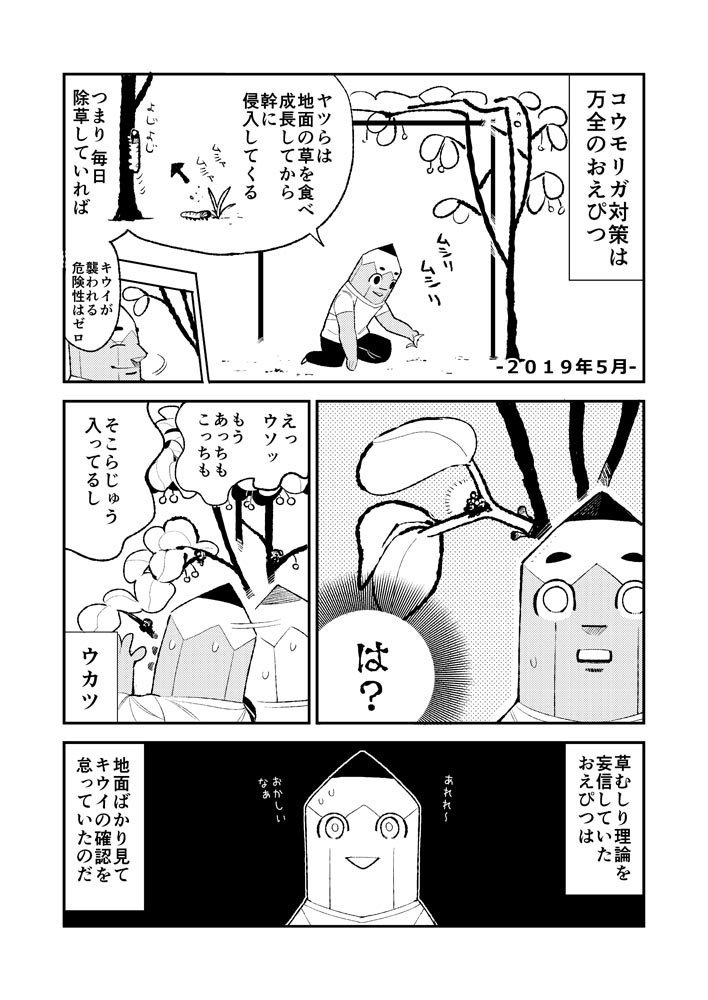 キウイの栽培漫画その２。動画で見た時は可愛いと思ったけど…。 #園芸 