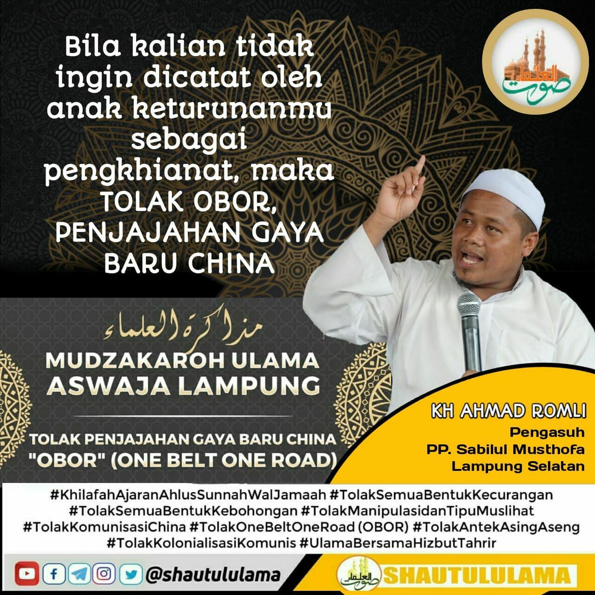 TokohUmat's tweet photo. #UlamaTolakOBOR
#UlamaAswajaTolakOBOR
#KhilafahAjaranAswaja
#TolakOneBeltOneRoad
#TolakKolonialisasiKomunis https://t.co/caUpqcmP42