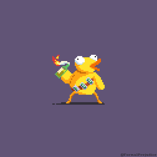 FormalPrejudice's tweet photo. I wouldn't get to close to this one, i don't like that look in his eyes. Here's one explosive entry for the #pixel_dailies #ArmedBird theme. Congrats to @Applava for the release of #BlazingBeaks ! #pixelart #pixel #digitalart @Pixel_Dailies https://t.co/Cw7qTNEIFe