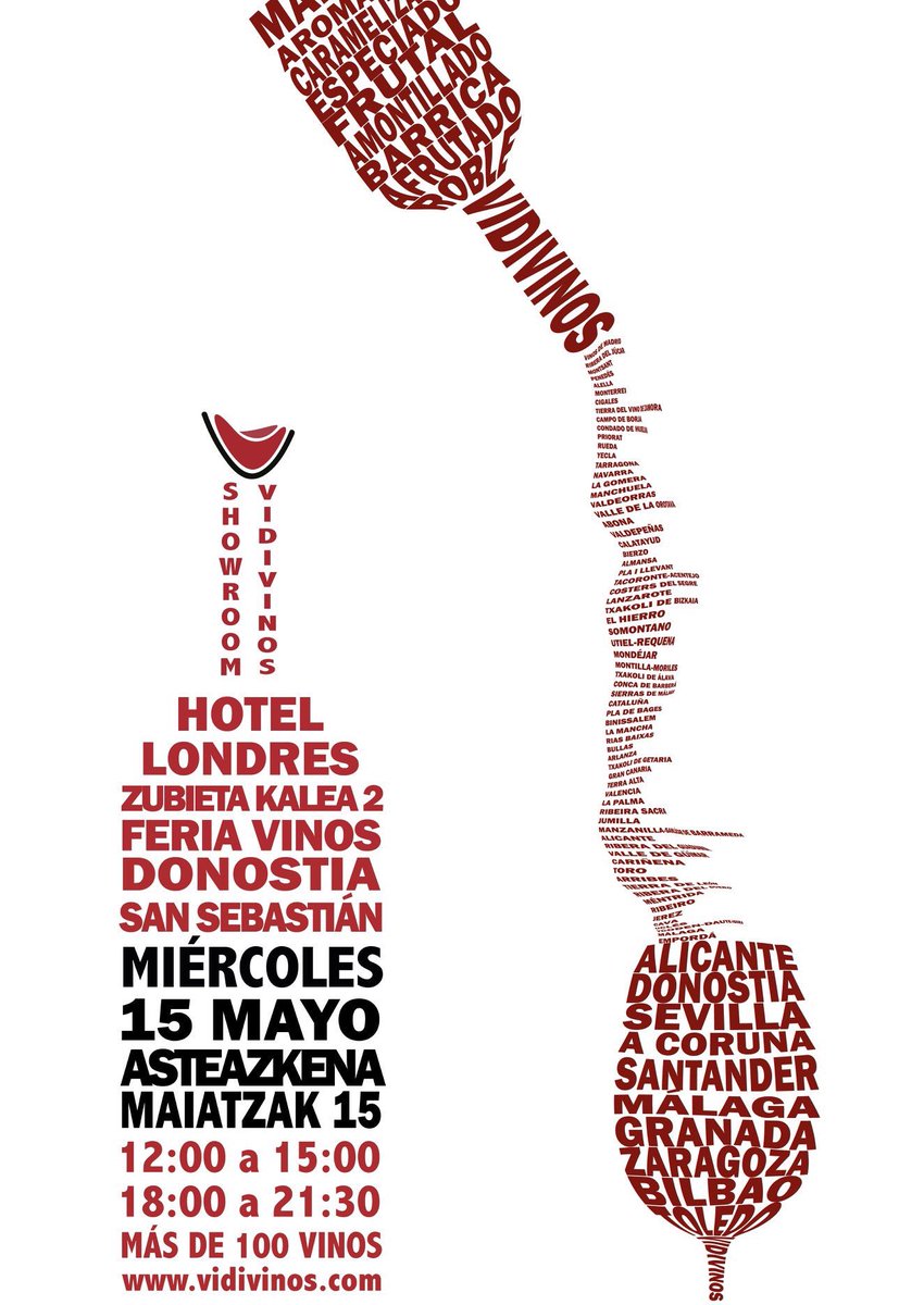 PagoDeLarrea's tweet photo. El miércoles estaremos en el Hotel Londres de San Sebastián acompañados de vinos de toda España.  Allí os esperamos 🍷🍷🍷🍷🍷 https://t.co/twZsrMXVmn