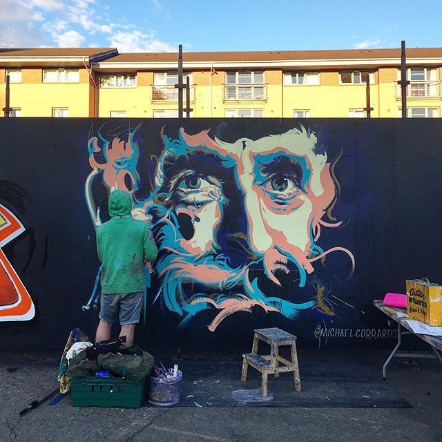 MichaelCorrArt's tweet photo. Made a good start on John Byrne yesterday at @yardworksglasgow Back today from 11-8pm. See you there folks.
#yardworks #yardworksglasgow #yardworks2019 #johnbyrne #johnbyrneart #johnbyrneartist #glasgow #glasgowart #glasgowstreetart #streetart #michaelc… https://t.co/GWVW88cDbB https://t.co/9uxeiUUerW