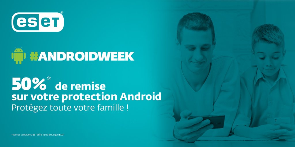 ESET_France's tweet image. Il ne vous reste plus que 24h pour profiter de notre promo #ESET Mobile Security & ESET Parental Control qui permet de montrer à vos enfants les bons côtés d'Internet. -50% c’est par ici ow.ly/gv7O30oEd5Q #AndroidWeek #Cybersecurity #Promo