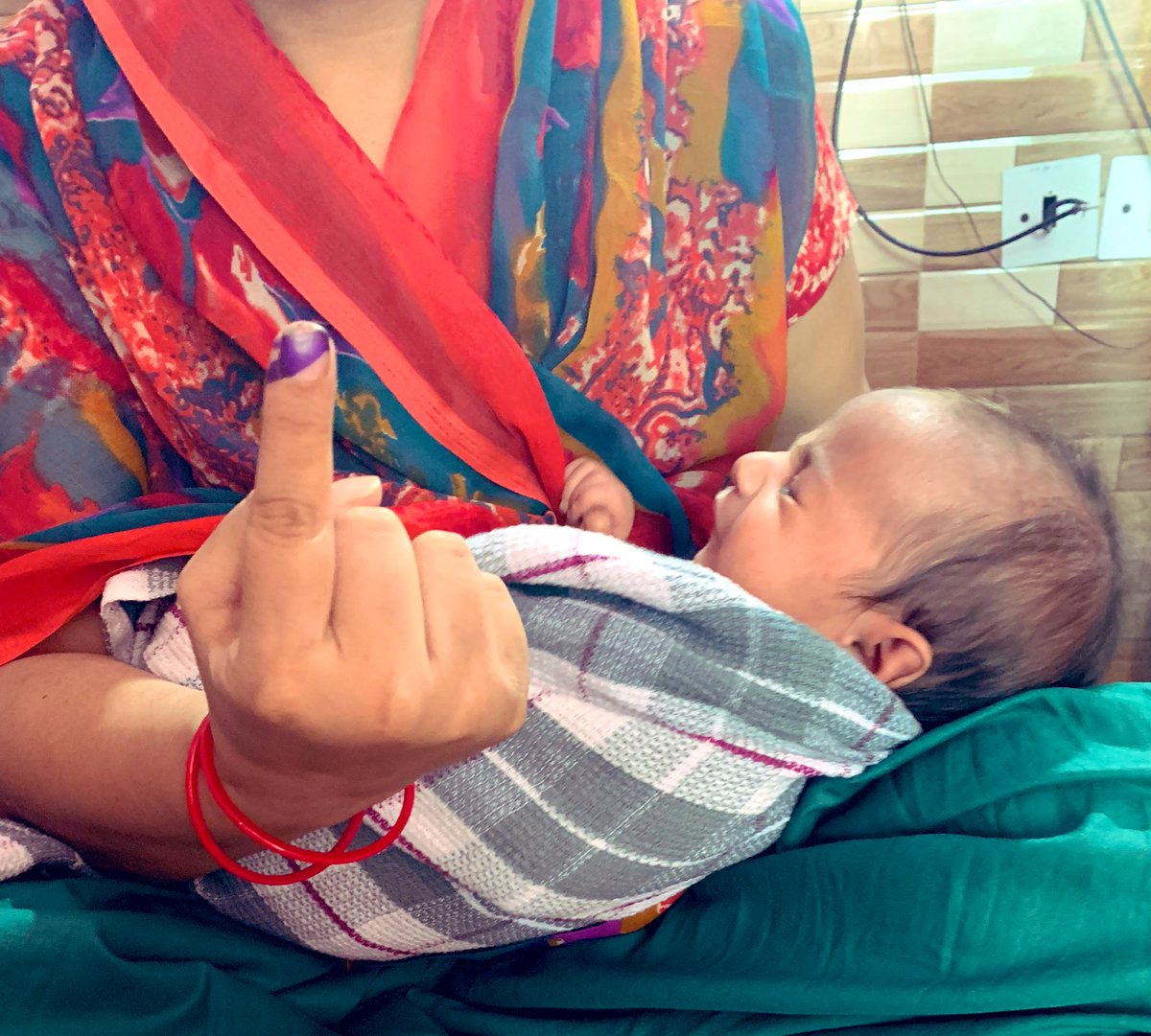 My sister voted for democracy.. with her new born #VotingRound5 #VoteForIndia #Vote4Modi @narendramodi @BJP4India