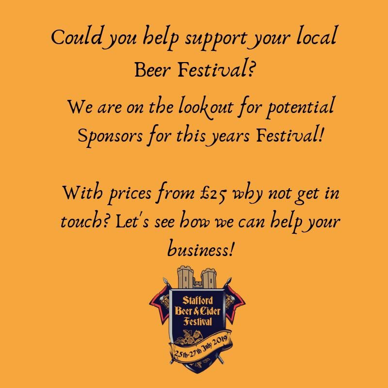 Calling all Local Businesses!! 📞

Can you support your Local Beer Festival this year in return for some amazing sponsorship opportunities??

Get in touch now! Prices start from £25...... 🍻