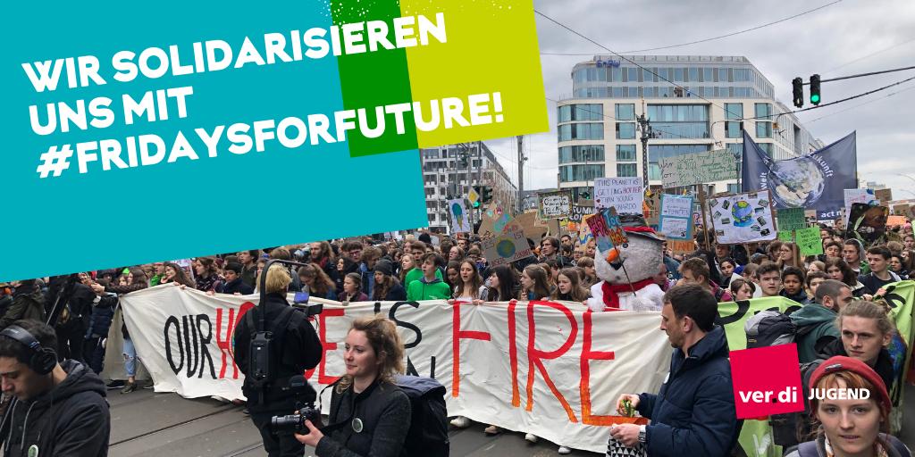 Die ver.di Jugend solidarisiert sich mit #FridaysForFuture und fordert auch von der Gesamtorganisation die Unterstützung der Proteste für wirksamen Klimaschutz. #BJK19 #klimawandel