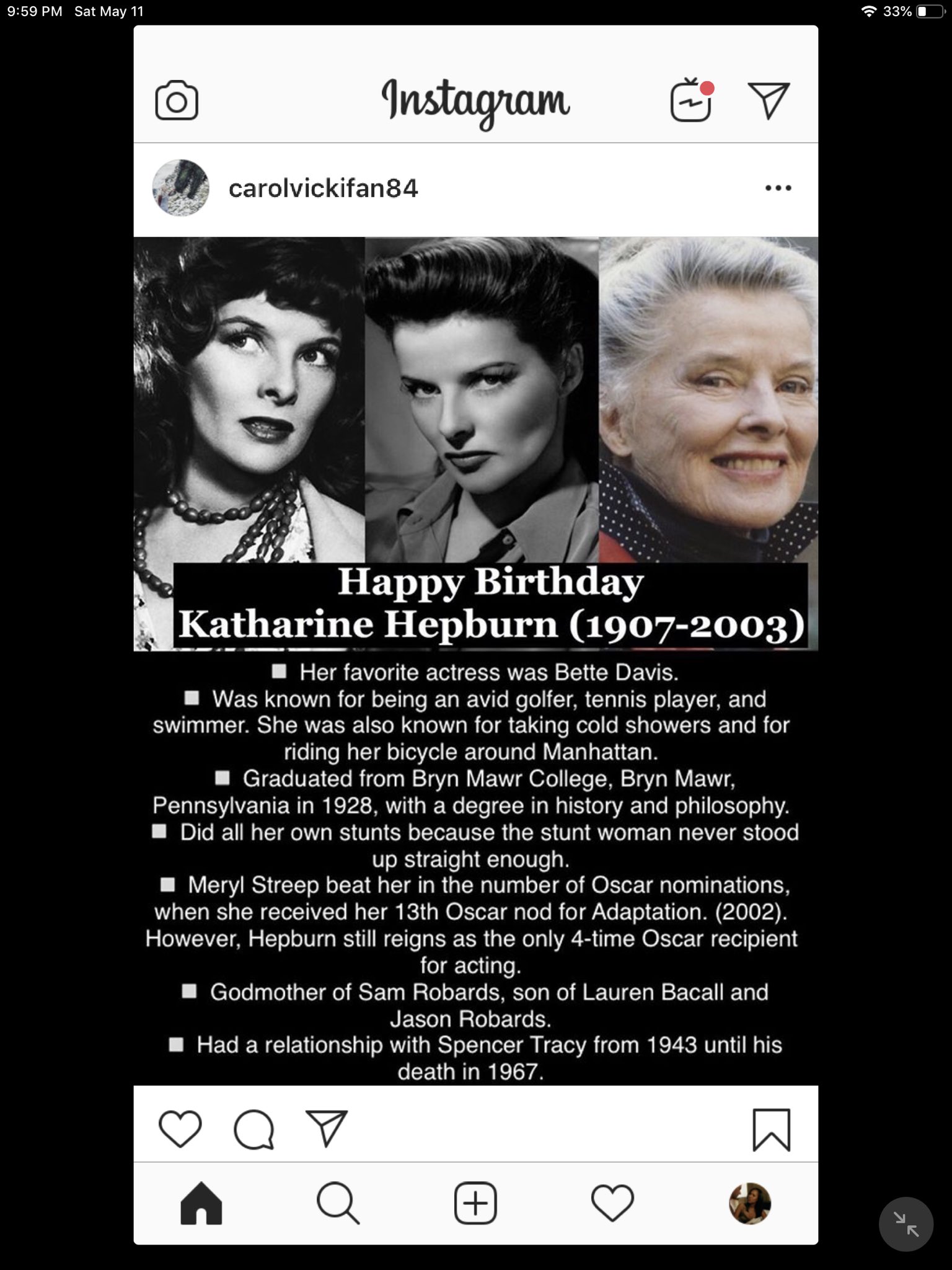 Happy Birthday! Katharine Hepburn, Kim Fields, Vanessa Williams and George Carlin!        