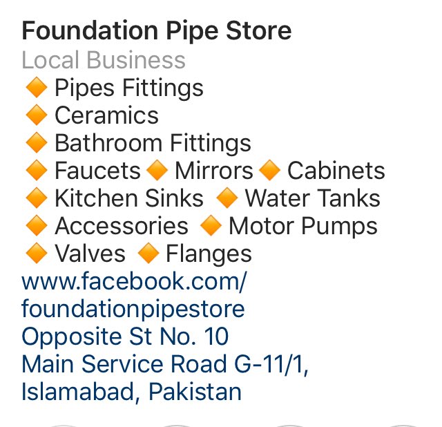 FPS_Islamabad's tweet image. Foundation Pipe Store 

#MasterSanitaryFittings #FaisalSanitaryFittings #Masterfit #Accufit #Porta #Ceramics #BathroomFittings #Sanitary #PVC #PPRC #Islamabad #Construction #Wholesale #Retail #WaterTanks #Valves #Accessories #Flanges #Motors #Atlas #Espa #Jaidi #Islamabad